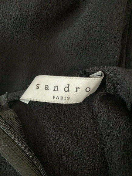 Sandro Black Dress Button Front Short Sleeve Mini Short Sheath 1 XS - Picture 5 of 5